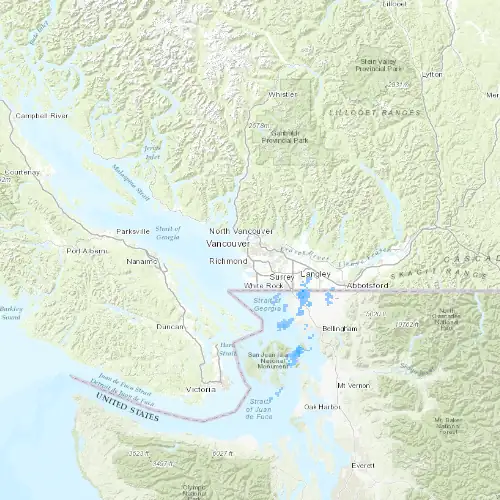 Radar near Vancouver at now — 9:48 pm PDT, Fri Jul 10
