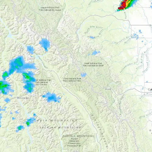 Radar near Yoho (National Park) at now — 10:00 pm PDT, Fri Jul 10