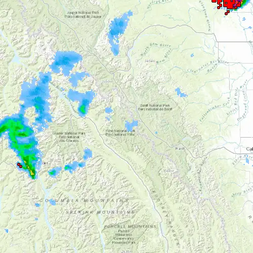 Radar near Yoho (National Park) at now — 11:12 pm PDT, Fri Jul 10