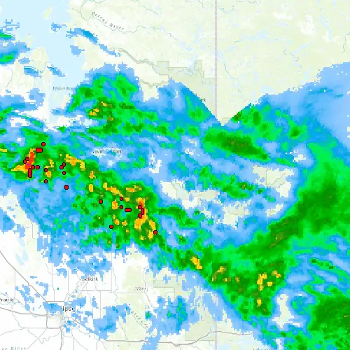 Radar near Bissett at now — 10:00 pm CDT, Mon Sep 7