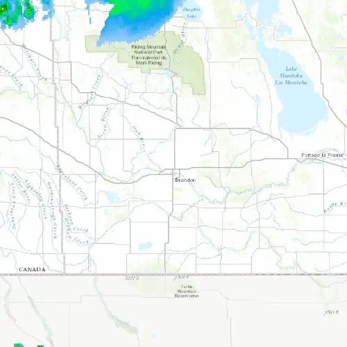 Radar near Brandon at now — 1:00 am CDT, Sat Jul 11