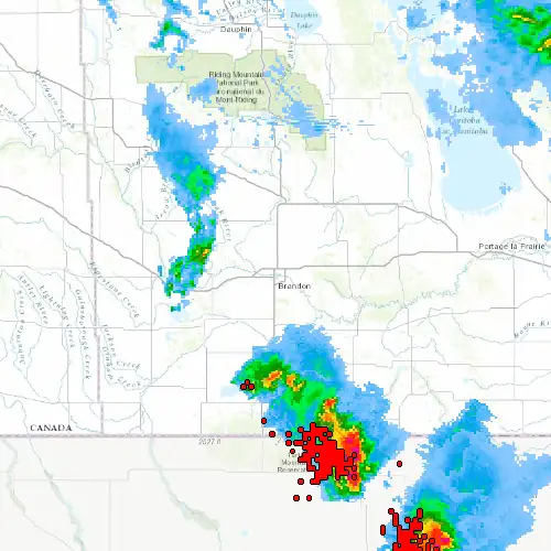 Radar near Brandon at now — 9:54 pm CDT, Mon Sep 7