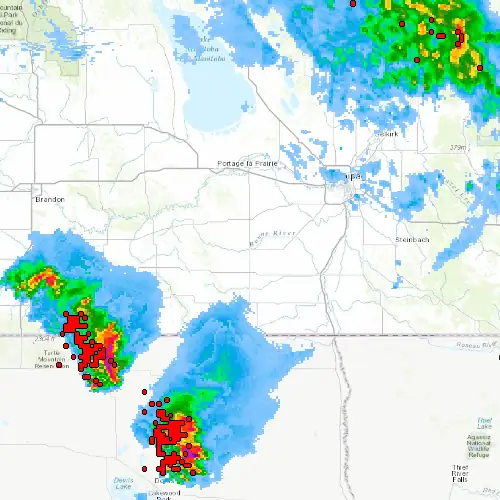 Radar near Carman at now — 10:00 pm CDT, Mon Sep 7