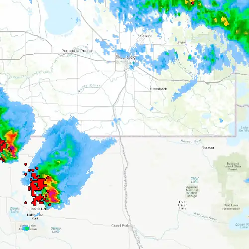 Radar near Dominion City at now — 10:06 pm CDT, Mon Sep 7