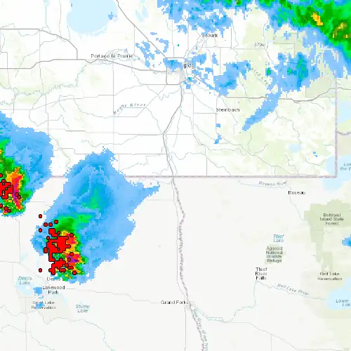 Radar near Emerson at now — 10:00 pm CDT, Mon Sep 7