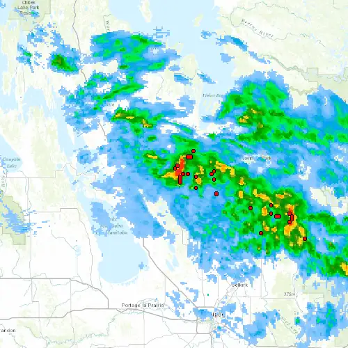 Radar near Fisher Branch at now — 10:00 pm CDT, Mon Sep 7