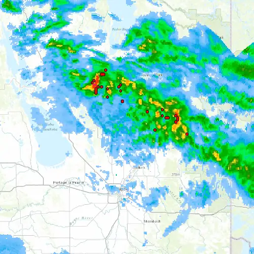 Radar near Gimli at now — 10:00 pm CDT, Mon Sep 7