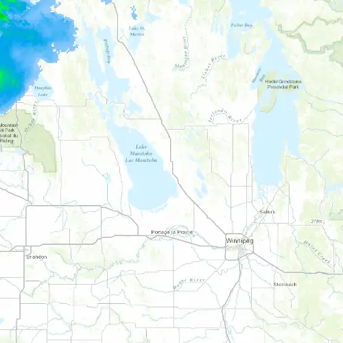 Radar near Oak Point at now — 1:00 am CDT, Sat Jul 11