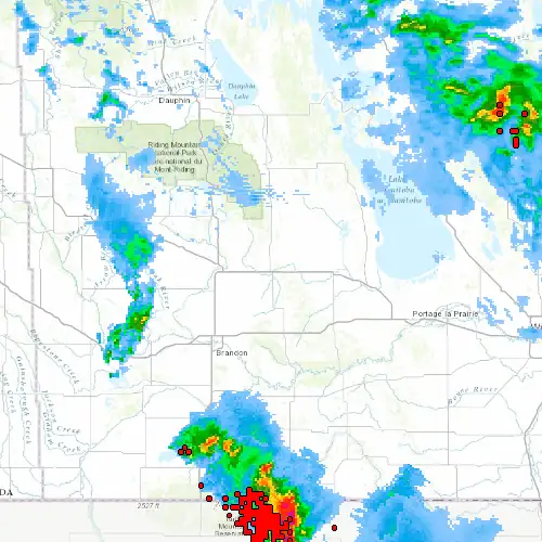 Radar near Shilo at now — 9:54 pm CDT, Mon Sep 7