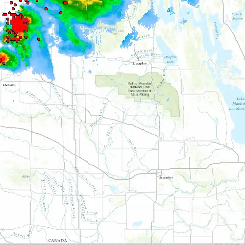 Radar near Shoal Lake at now — 12:00 am CDT, Sat Jul 11