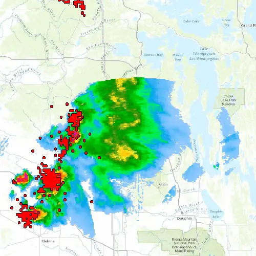 Radar near Swan River at now — 11:54 pm CDT, Fri Jul 10