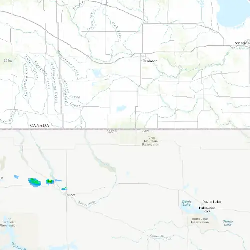 Radar near Turtle Mountain (Provincial Park) at now — 1:06 am CDT, Sat Jul 11