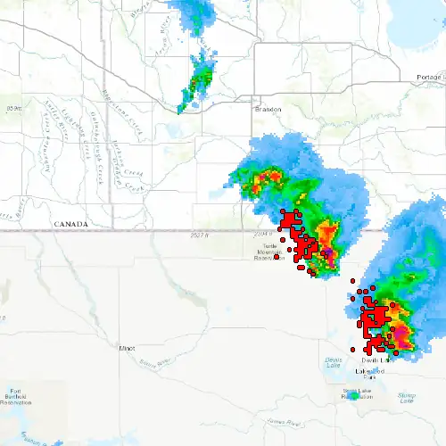Radar near Turtle Mountain (Provincial Park) at now — 10:06 pm CDT, Mon Sep 7