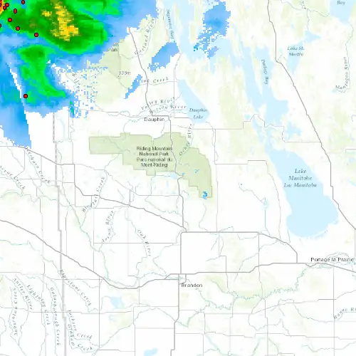 Radar near Wasagaming at now — 11:48 pm CDT, Fri Jul 10