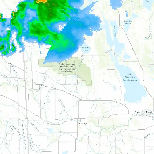 Radar near Wasagaming at now — 1:00 am CDT, Sat Jul 11