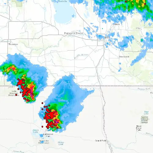 Radar near Winkler at now — 10:00 pm CDT, Mon Sep 7