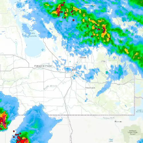 Radar near Winnipeg at now — 10:00 pm CDT, Mon Sep 7