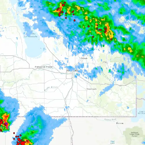 Radar near Winnipeg (The Forks) at now — 10:06 pm CDT, Mon Sep 7