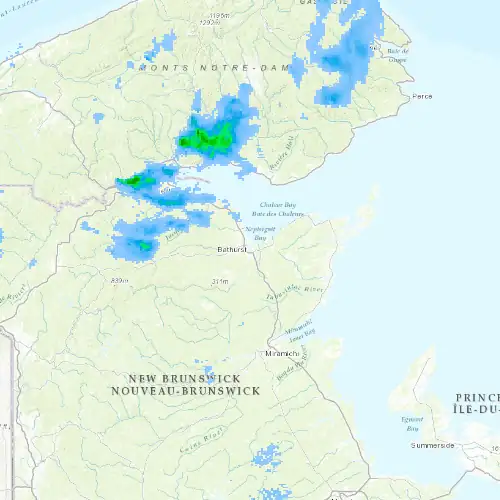 Radar near Bathurst at now — 11:54 pm ADT, Mon Sep 7