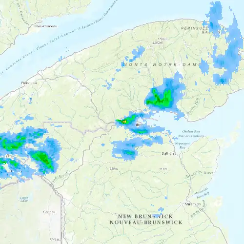 Radar near Campbellton at now — 12:00 am ADT, Tue Sep 8