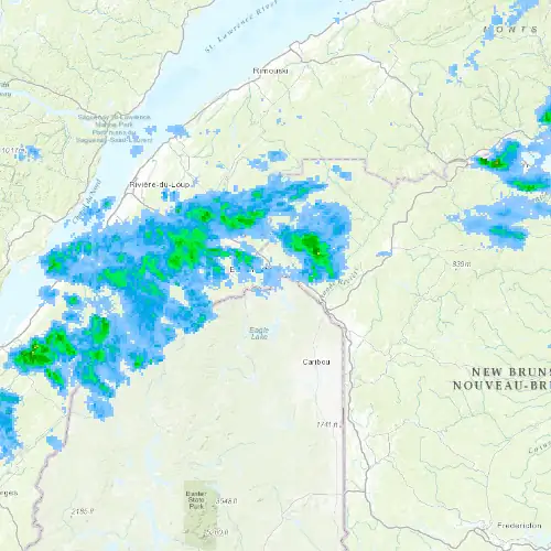 Radar near Edmundston at now — 12:06 am ADT, Tue Sep 8