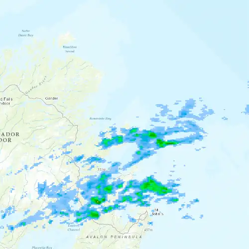 Radar near Bonavista at now — 2:30 am NDT, Sat Jul 11