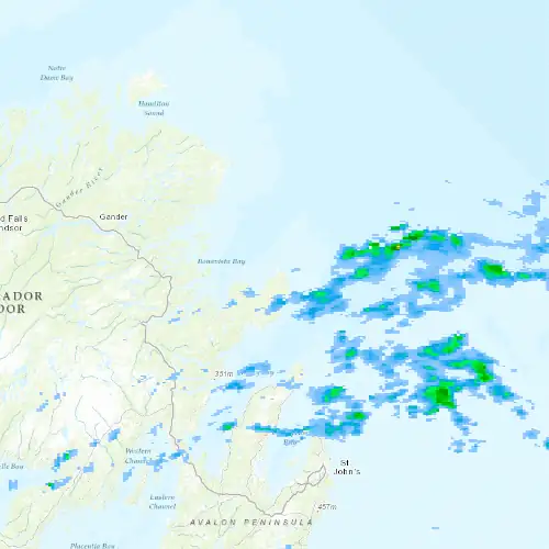 Radar near Bonavista at now — 3:36 am NDT, Sat Jul 11