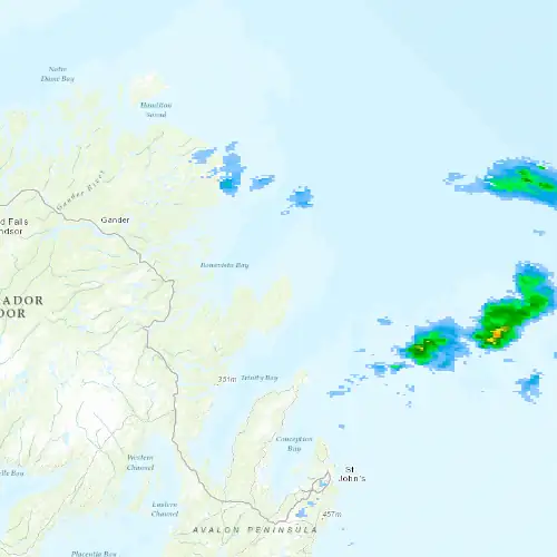 Radar near Bonavista at now — 12:30 am NDT, Tue Sep 8