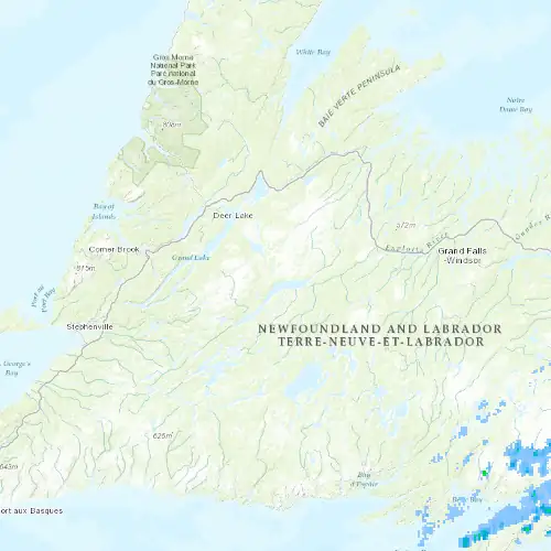 Radar near Buchans at now — 2:18 am NDT, Sat Jul 11