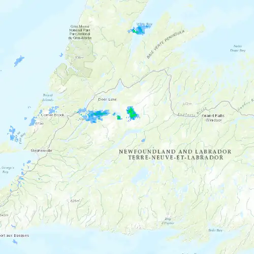 Radar near Buchans at now — 12:30 am NDT, Tue Sep 8