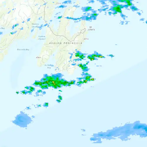 Radar near Cape Race at now — 3:36 am NDT, Sat Jul 11