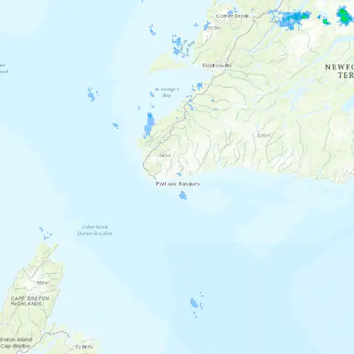 Radar near Channel-Port aux Basques at now — 12:36 am NDT, Tue Sep 8