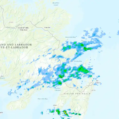 Radar near Clarenville at now — 2:30 am NDT, Sat Jul 11