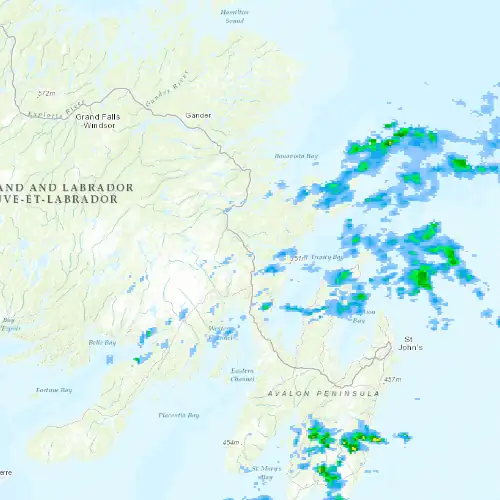 Radar near Clarenville at now — 3:36 am NDT, Sat Jul 11