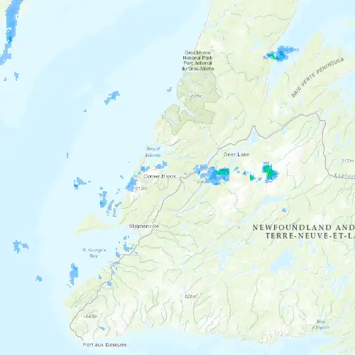 Radar near Corner Brook at now — 12:24 am NDT, Tue Sep 8