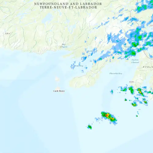 Radar near Grand Bank at now — 2:30 am NDT, Sat Jul 11