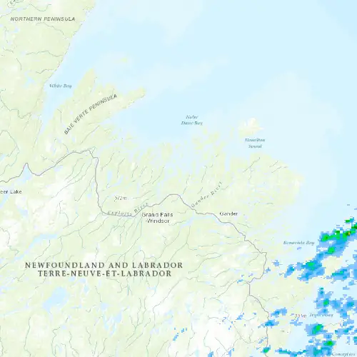 Radar near Lewisporte at now — 3:36 am NDT, Sat Jul 11