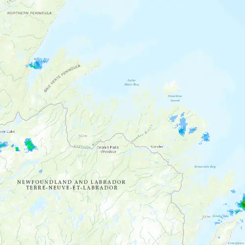 Radar near Lewisporte at now — 12:30 am NDT, Tue Sep 8