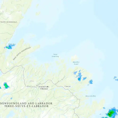 Radar near Twillingate at now — 12:30 am NDT, Tue Sep 8
