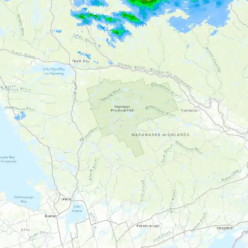 Radar near Algonquin Park (Lake of Two Rivers) at now — 11:06 pm EDT, Mon Sep 7