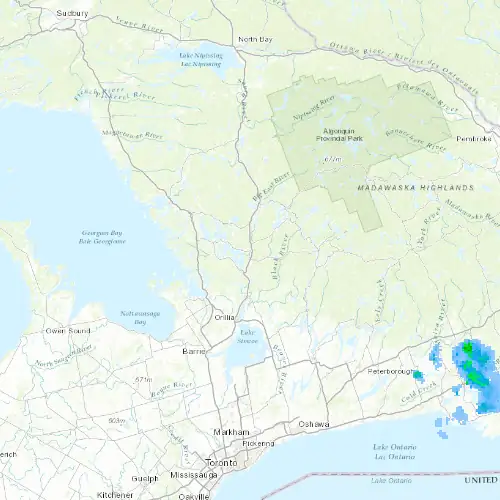 Radar near Bracebridge at now — 12:48 am EDT, Sat Jul 11