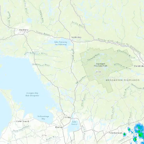 Radar near Burk's Falls at now — 1:00 am EDT, Sat Jul 11