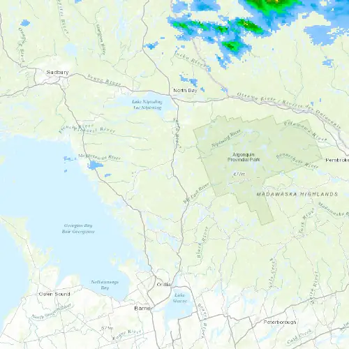 Radar near Burk's Falls at now — 11:00 pm EDT, Mon Sep 7