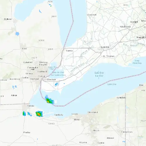 Radar near Chatham-Kent at now — 1:00 am EDT, Sat Jul 11