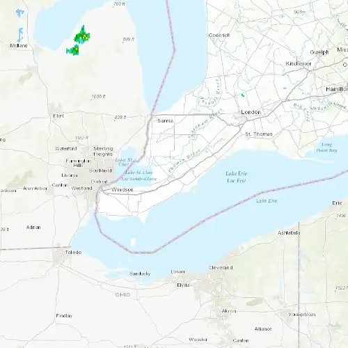 Radar near Chatham-Kent at now — 11:00 pm EDT, Mon Sep 7
