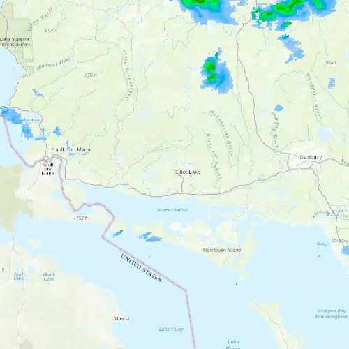 Radar near Elliot Lake at now — 11:00 pm EDT, Mon Sep 7