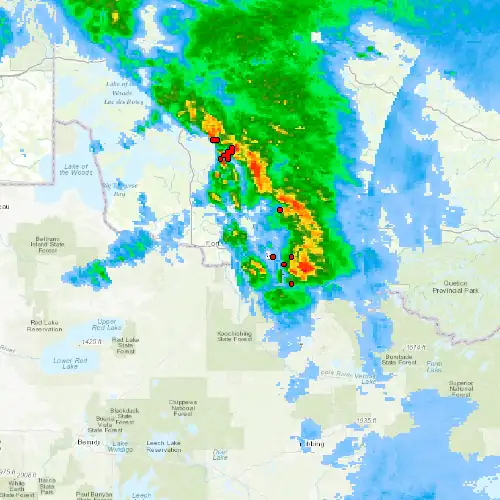 Radar near Fort Frances at now — 10:00 pm CDT, Mon Sep 7