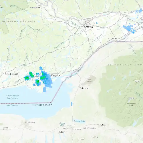 Radar near Gananoque at now — 2:00 am EDT, Sat Jul 11