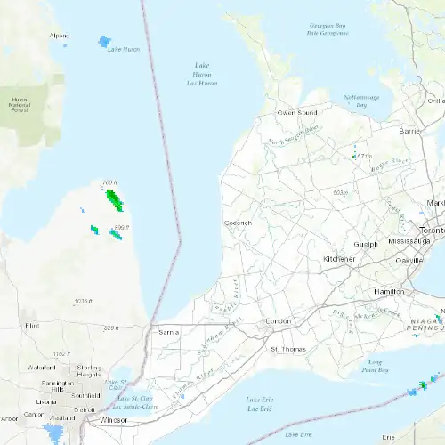 Radar near Goderich at now — 1:54 am EDT, Sat Jul 11