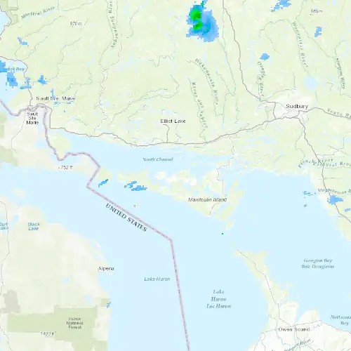 Radar near Gore Bay at now — 11:00 pm EDT, Mon Sep 7